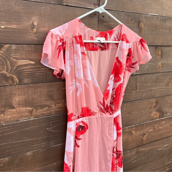 New York & Co Eva Mendes Floral Print Wrap Maxi Dress - Picture 3 of 8